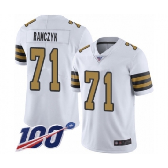 Men's New Orleans Saints 71 Ryan Ramczyk Limited White Rush Vapor Untouchable 100th Season Football Jersey