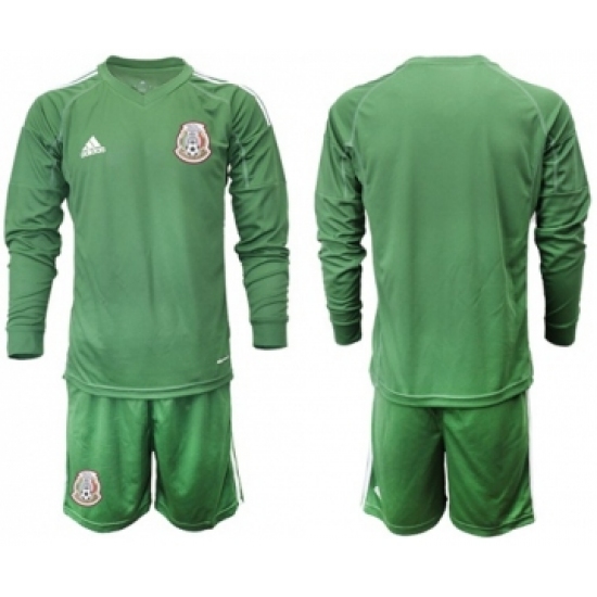 Mexico Blank Green Long Sleeves Goalkeeper Soccer Country Jersey