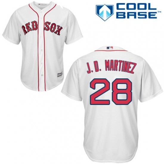 Youth Majestic Boston Red Sox 28 J. D. Martinez Replica White Home Cool Base MLB Jersey