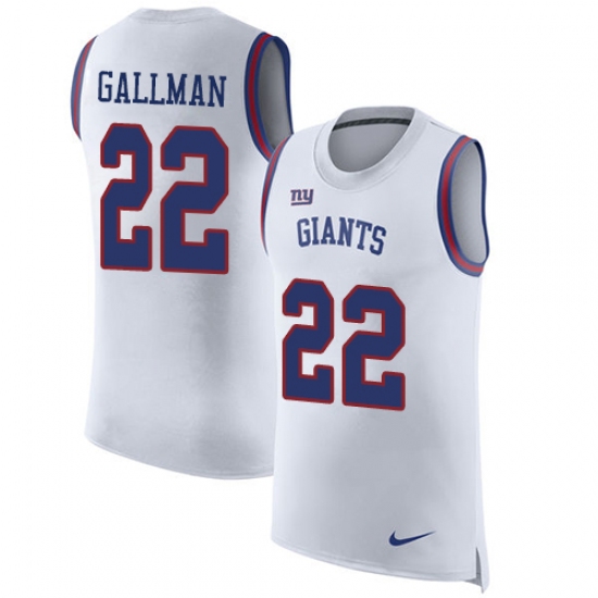 Men's Nike New York Giants 22 Wayne Gallman White Rush Player Name & Number Tank Top NFL Jersey