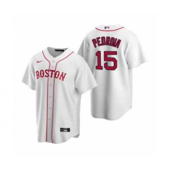 Women's Boston Red Sox 15 Dustin Pedroia Nike White Replica Alternate Jersey