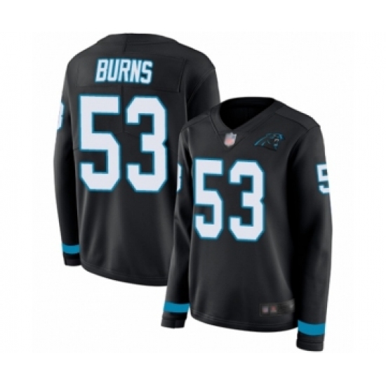 Women's Carolina Panthers 53 Brian Burns Limited Black Therma Long Sleeve Football Jersey