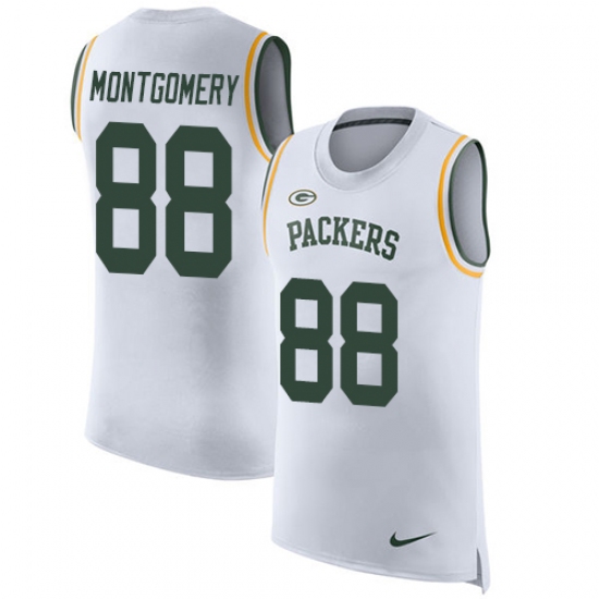 Men's Nike Green Bay Packers 88 Ty Montgomery Limited White Rush Player Name & Number Tank Top NFL Jersey
