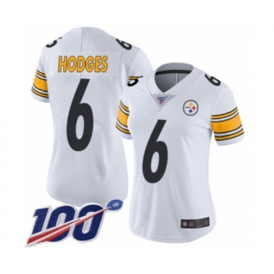 Women's Pittsburgh Steelers 6 Devlin Hodges White Vapor Untouchable Limited Player 100th Season Football Jersey