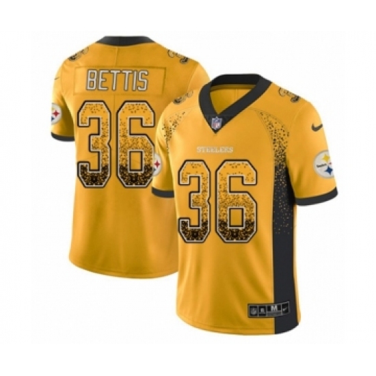 Men's Nike Pittsburgh Steelers 36 Jerome Bettis Limited Gold Rush Drift Fashion NFL Jersey