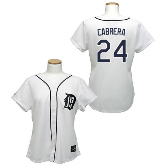 Women's Majestic Detroit Tigers 24 Miguel Cabrera Authentic White MLB Jersey