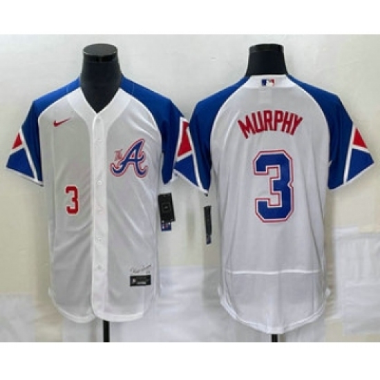 Men's Atlanta Braves 3 Dale Murphy Number White 2023 City Connect Flex Base Stitched Jersey1