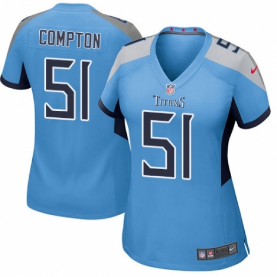 Women's Nike Tennessee Titans 51 Will Compton Game Light Blue Alternate NFL Jersey