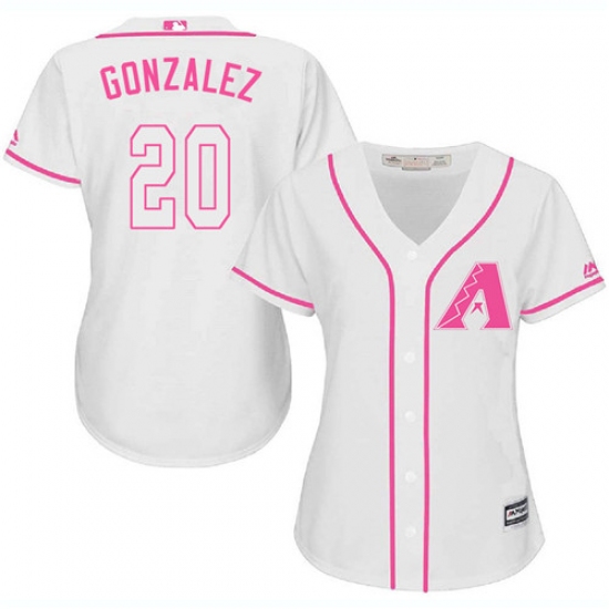 Women's Majestic Arizona Diamondbacks 20 Luis Gonzalez Authentic White Fashion MLB Jersey