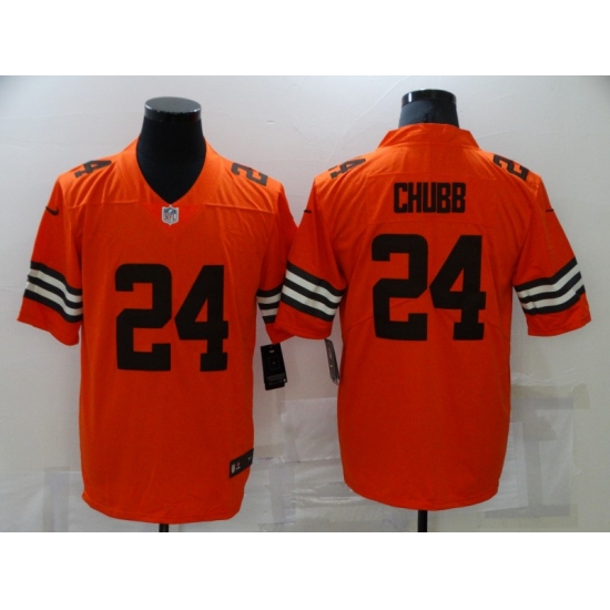 Men's Cleveland Browns 24 Nick Chubb Orange Player Limited Jersey