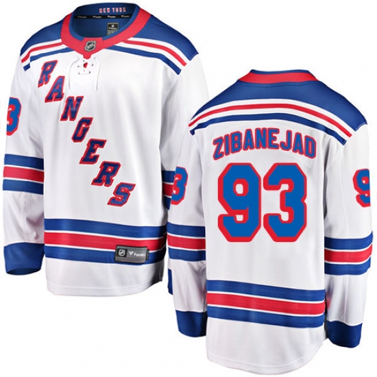 Youth New York Rangers 93 Mika Zibanejad Fanatics Branded White Away Breakaway NHL Jersey