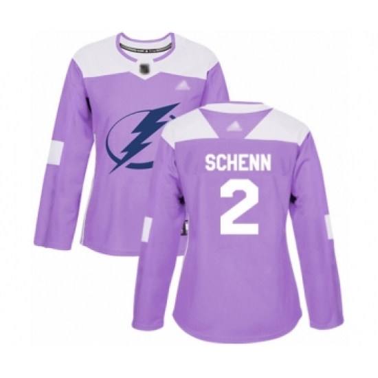 Women's Tampa Bay Lightning 2 Luke Schenn Authentic Purple Fights Cancer Practice Hockey Jersey