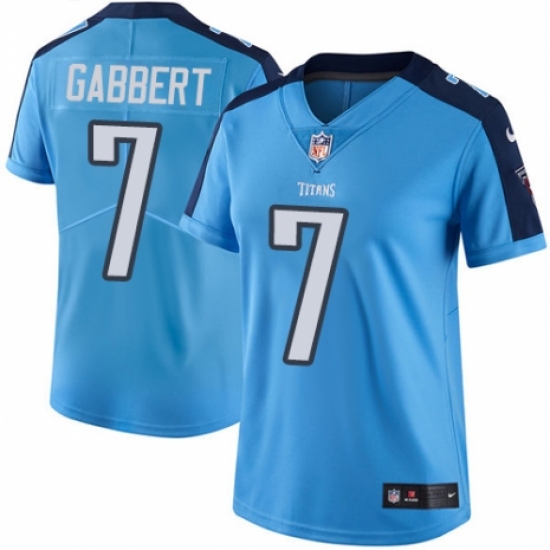 Women's Nike Tennessee Titans 7 Blaine Gabbert Limited Light Blue Rush Vapor Untouchable NFL Jersey