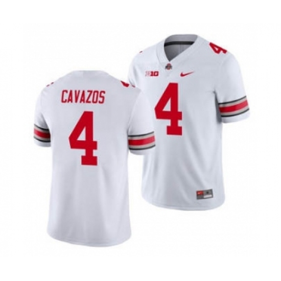 Men's Ohio State Buckeyes Lejond Cavazos 4 White Game Football Jersey