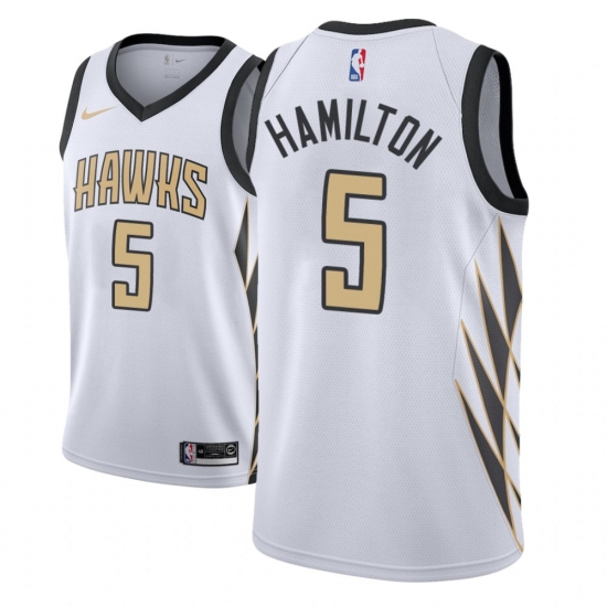 Men NBA 2018-19 Atlanta Hawks 5 Daniel Hamilton City Edition White Jersey