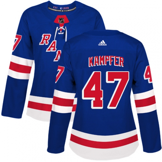 Women's Adidas New York Rangers 47 Steven Kampfer Premier Royal Blue Home NHL Jersey