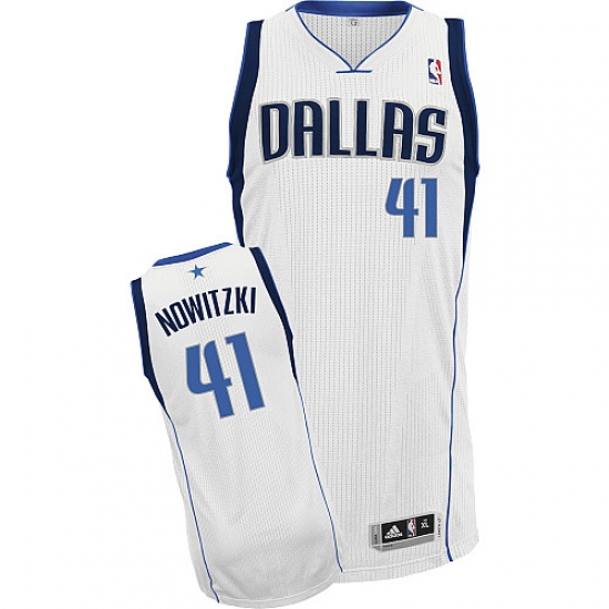 Men's Adidas Dallas Mavericks 41 Dirk Nowitzki Authentic White Home NBA Jersey