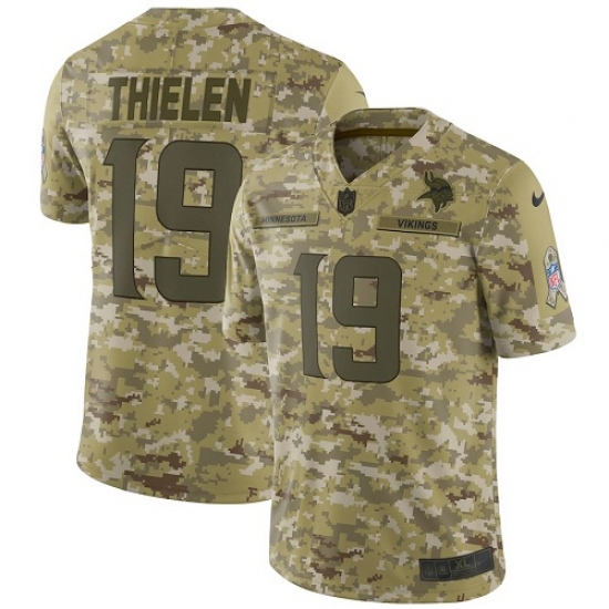 Men's Nike Minnesota Vikings 19 Adam Thielen Limited Camo 2018 Salute to Service NFL Jersey