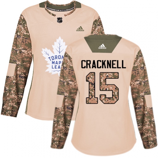 Women's Adidas Toronto Maple Leafs 15 Adam Cracknell Authentic Camo Veterans Day Practice NHL Jersey