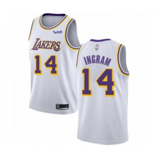 Men's Los Angeles Lakers 14 Brandon Ingram Authentic White Basketball Jerseys- Association Edition