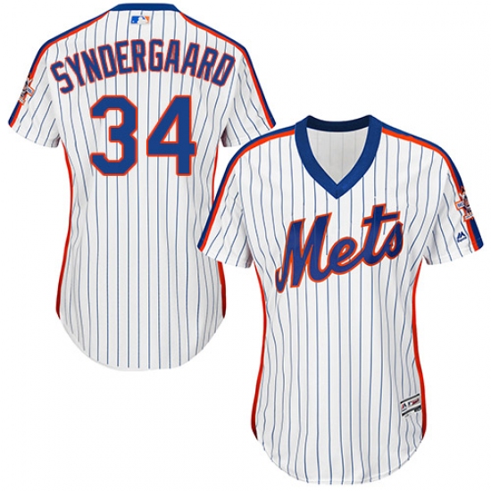 Women's Majestic New York Mets 34 Noah Syndergaard Authentic White Alternate Cool Base MLB Jersey