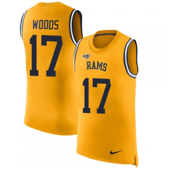 Men's Nike Los Angeles Rams 17 Robert Woods Limited Gold Rush Player Name & Number Tank Top NFL Jersey