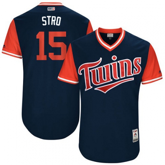 Men's Majestic Minnesota Twins 15 Jason Castro "Stro" Authentic Navy Blue 2017 Players Weekend MLB Jersey