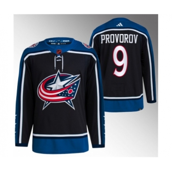 Men's Columbus Blue Jackets 9 Ivan Provorov Black 2022-23 Reverse Retro Stitched Jersey