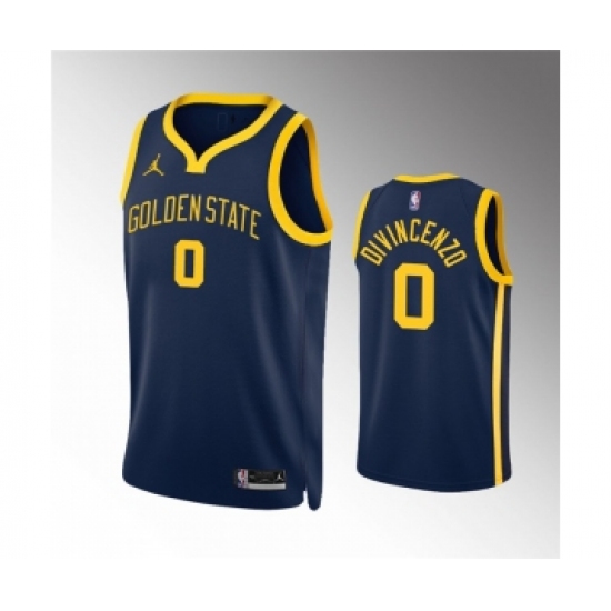 Men's Golden State Warriors 0 Donte DiVincenzo Navy Statement EditionStitched Jersey