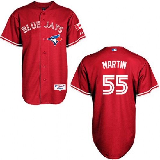 Women's Majestic Toronto Blue Jays 55 Russell Martin Replica Red Canada Day MLB Jersey