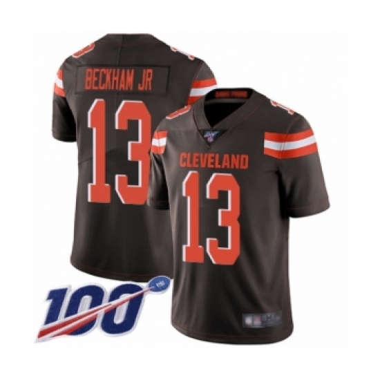 Youth Cleveland Browns 13 Odell Beckham Jr. 100th Season Brown Team Color Vapor Untouchable Limited Player Football Jersey