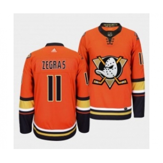 Men's Anaheim Ducks 11 Trevor Zegras Orange Authentic Adidas Jersey