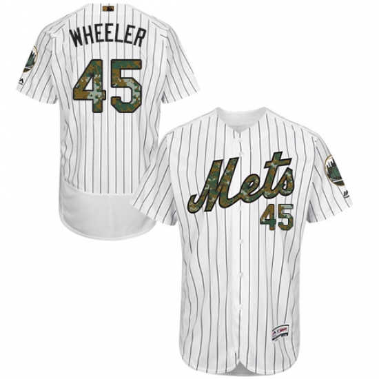 Men's Majestic New York Mets 45 Zack Wheeler Authentic White 2016 Memorial Day Fashion Flex Base MLB Jersey