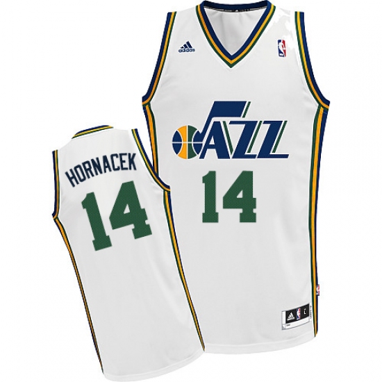 Men's Adidas Utah Jazz 14 Jeff Hornacek Swingman White Home NBA Jersey