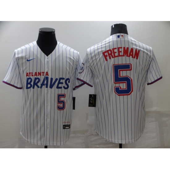 Men's Nike Atlanta Braves 5 Freddie Freeman White City Player Jersey