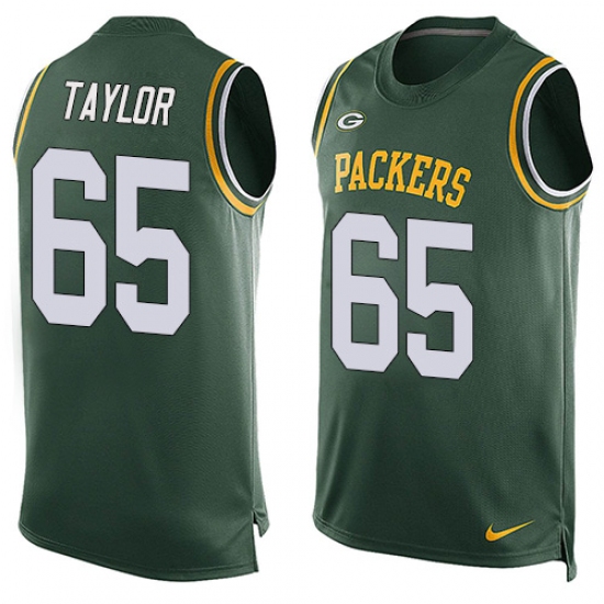 Men's Nike Green Bay Packers 65 Lane Taylor Limited Green Player Name & Number Tank Top NFL Jersey