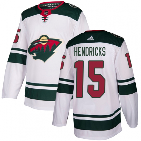 Men's Adidas Minnesota Wild 15 Matt Hendricks Authentic White Away NHL Jersey