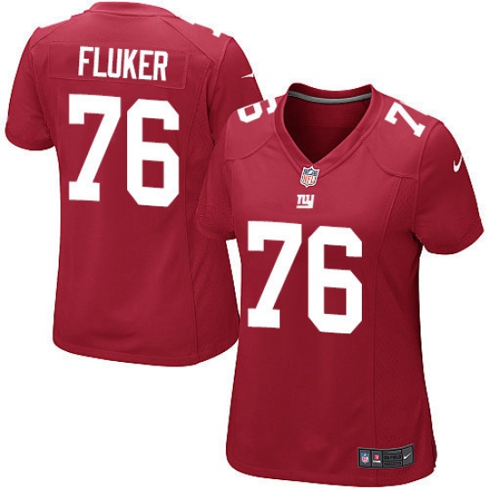 Women's Nike New York Giants 76 D.J. Fluker Game Red Alternate NFL Jersey