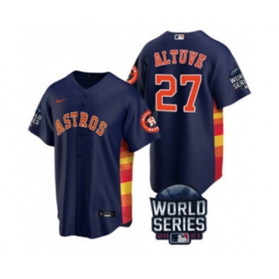 Men's Houston Astros 27 Jose Altuve 2021 Navy World Series Cool Base Stitched Baseball Jersey