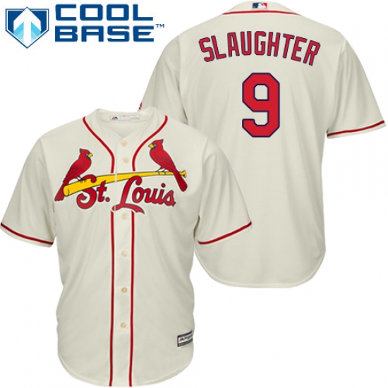 Men's Majestic St. Louis Cardinals 9 Enos Slaughter Replica Cream Alternate Cool Base MLB Jersey