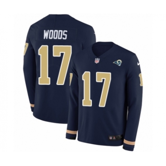 Men's Nike Los Angeles Rams 17 Robert Woods Limited Navy Blue Therma Long Sleeve NFL Jersey