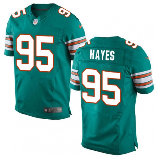 Men's Nike Miami Dolphins 95 William Hayes Elite Aqua Green Alternate NFL Jersey