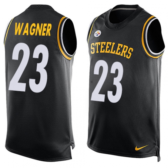 Men's Nike Pittsburgh Steelers 23 Mike Wagner Limited Black Player Name & Number Tank Top NFL Jersey
