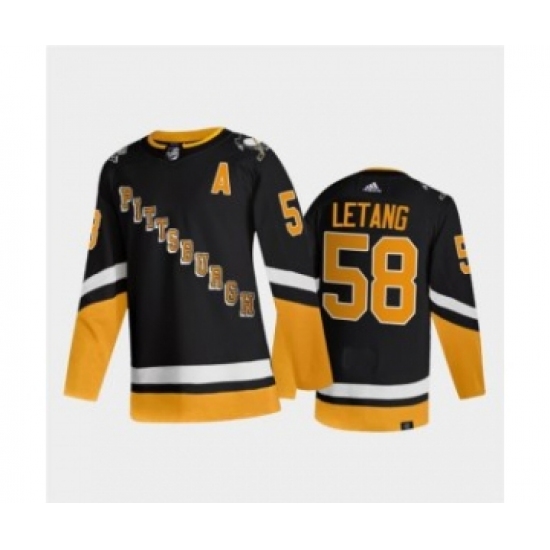 Men's Pittsburgh Penguins 58 Kris Letang Black 2021-2022 Stitched Jersey