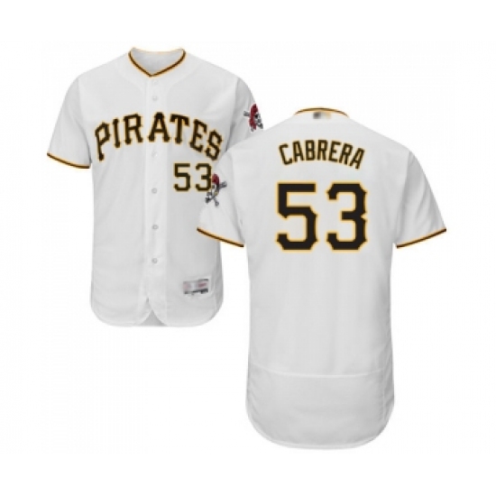 Men's Pittsburgh Pirates 53 Melky Cabrera White Home Flex Base Authentic Collection Baseball Jersey