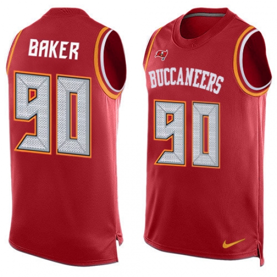 Men's Nike Tampa Bay Buccaneers 90 Chris Baker Limited Red Player Name & Number Tank Top NFL Jersey