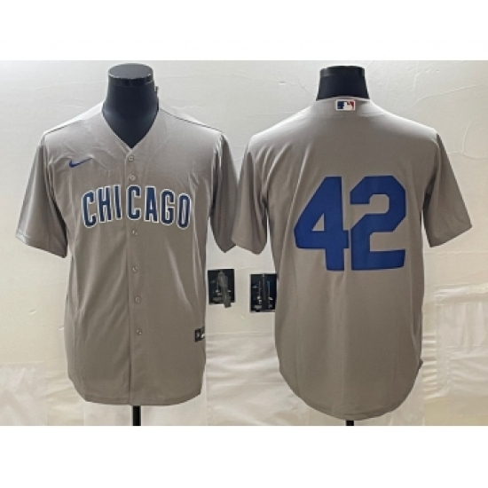 Men's Chicago Cubs 42 Bruce Sutter Gray Stitched Cool Base Nike Jersey