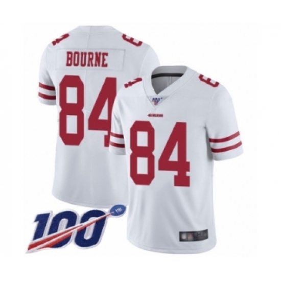 Men's San Francisco 49ers 84 Kendrick Bourne White Vapor Untouchable Limited Player 100th Season Football Jersey