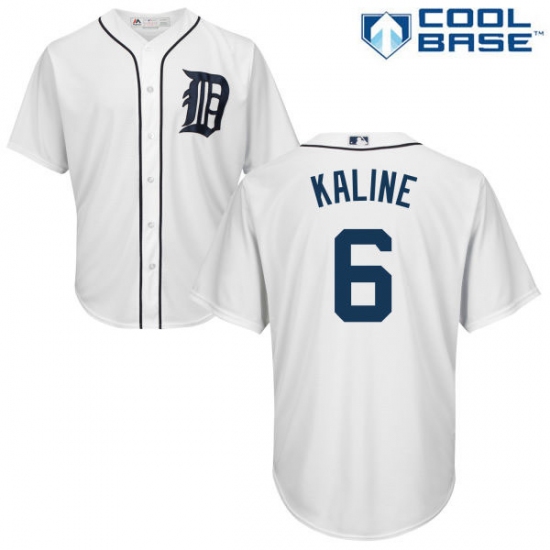 Men's Majestic Detroit Tigers 6 Al Kaline Replica White Home Cool Base MLB Jersey