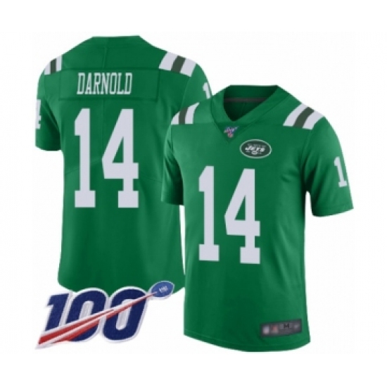 Men's New York Jets 14 Sam Darnold Limited Green Rush Vapor Untouchable 100th Season Football Jersey